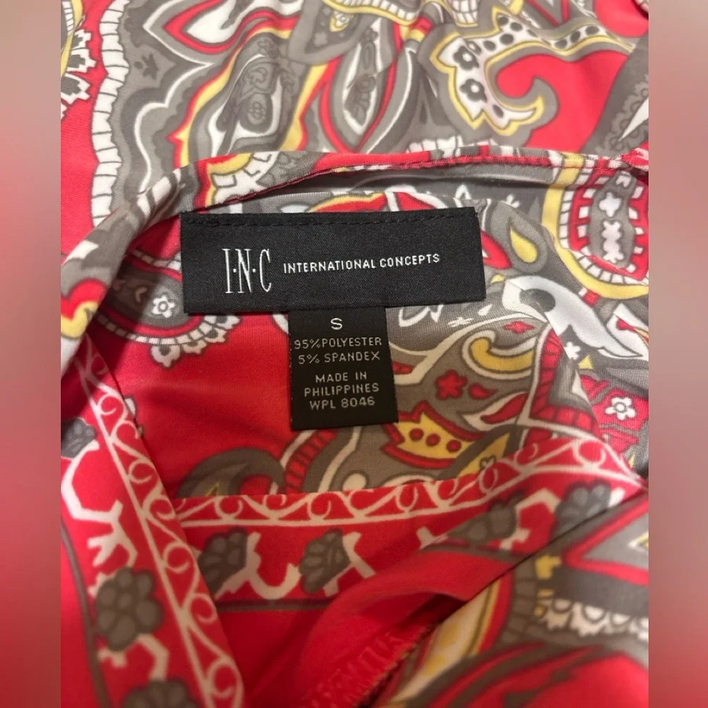 INC International Concepts Paisley Maxi Dress Pink Gray Sleeveless Size Small - Picture 3 of 7